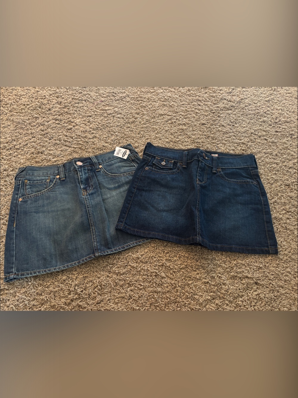 Old Navy Denim Mini Skirts in Light Blue and Dark Blue